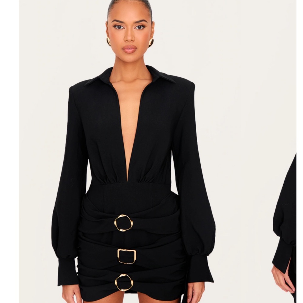 Pretty little thing Elegant Black Deep V-Neck Dress